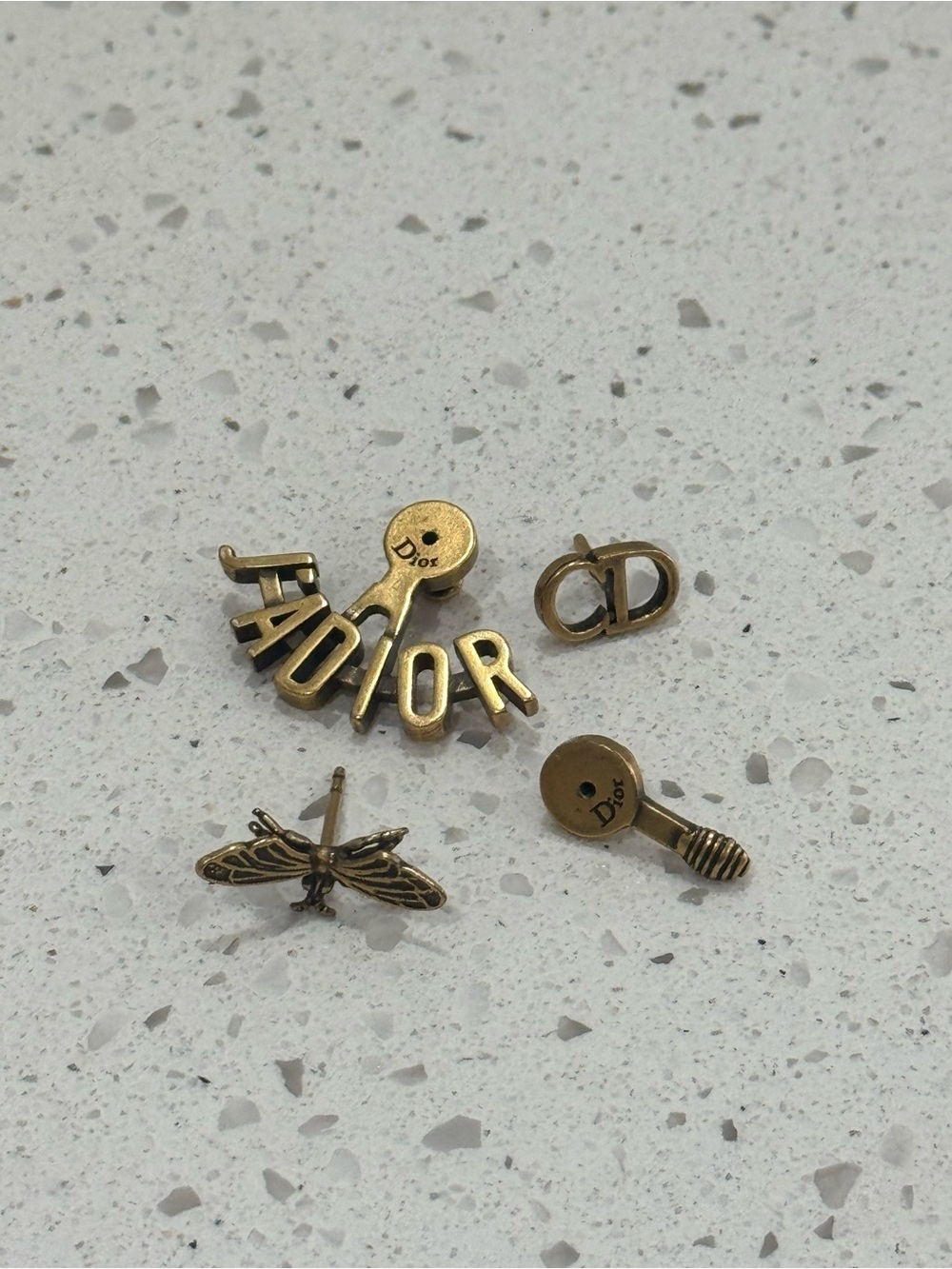 Dior J'Adior Gold Lettering and Bee 🐝 Earrings AUTHENTIC - Picture 8 of 8
